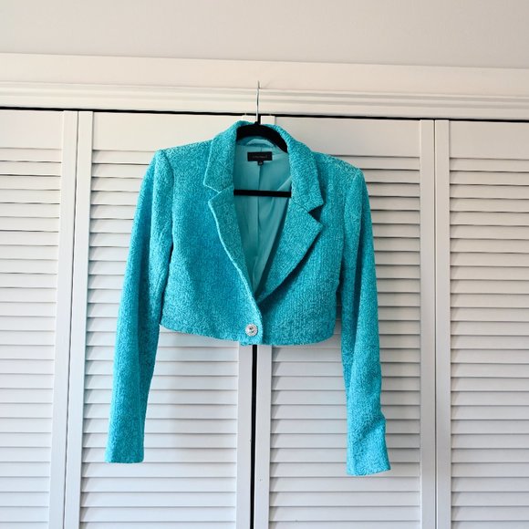 MAJORELLE Turquoise Cropped Blazer - Picture 3 of 11